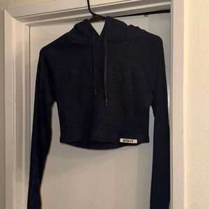 Echt Navy Blue Long Sleeve Crop Top Hoodie